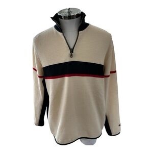 VTG Norsk Wear Men's Sz L 100% Wool 1/4 Zip Mock Neck Lined Norway White Sweater